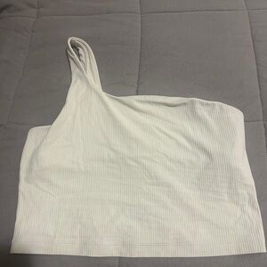 Lululemon White One-Shoulder Ribbed Top